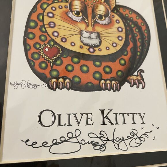 Olive Kitty Print Jamie Hayes New Orleans Cat Art Signed Matted - Picture 2 of 7